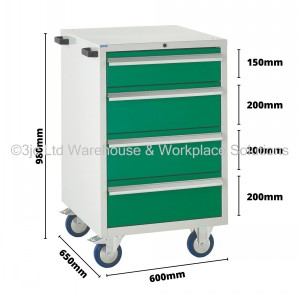Euroslide Storage Cabinet Mobile 4 Drawers